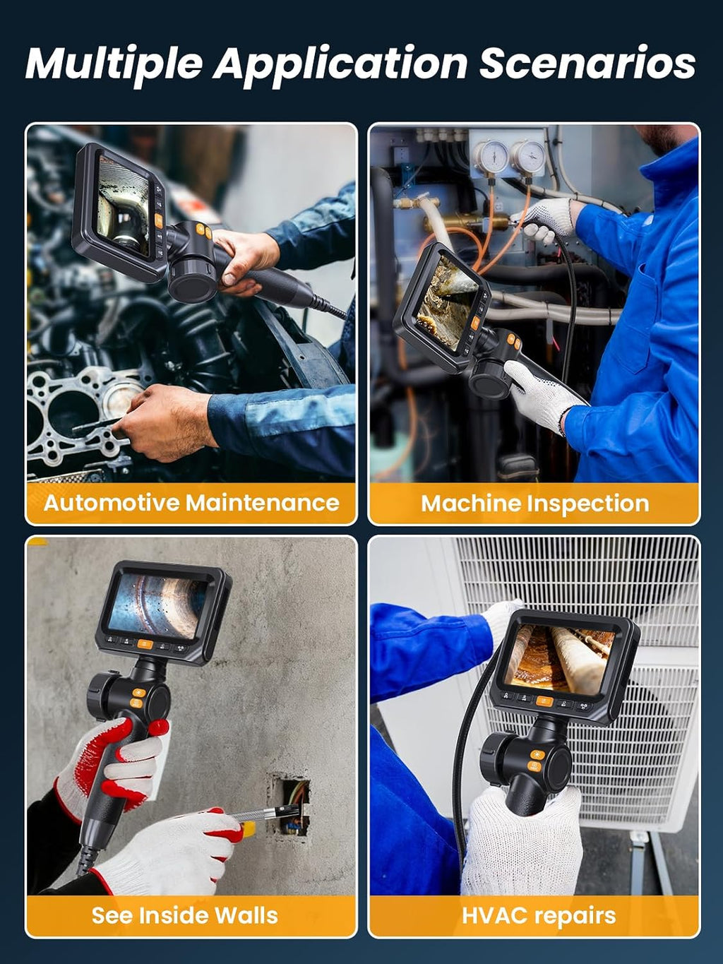 acoath two-way articulating borescope, endoscope camera with light, view 9