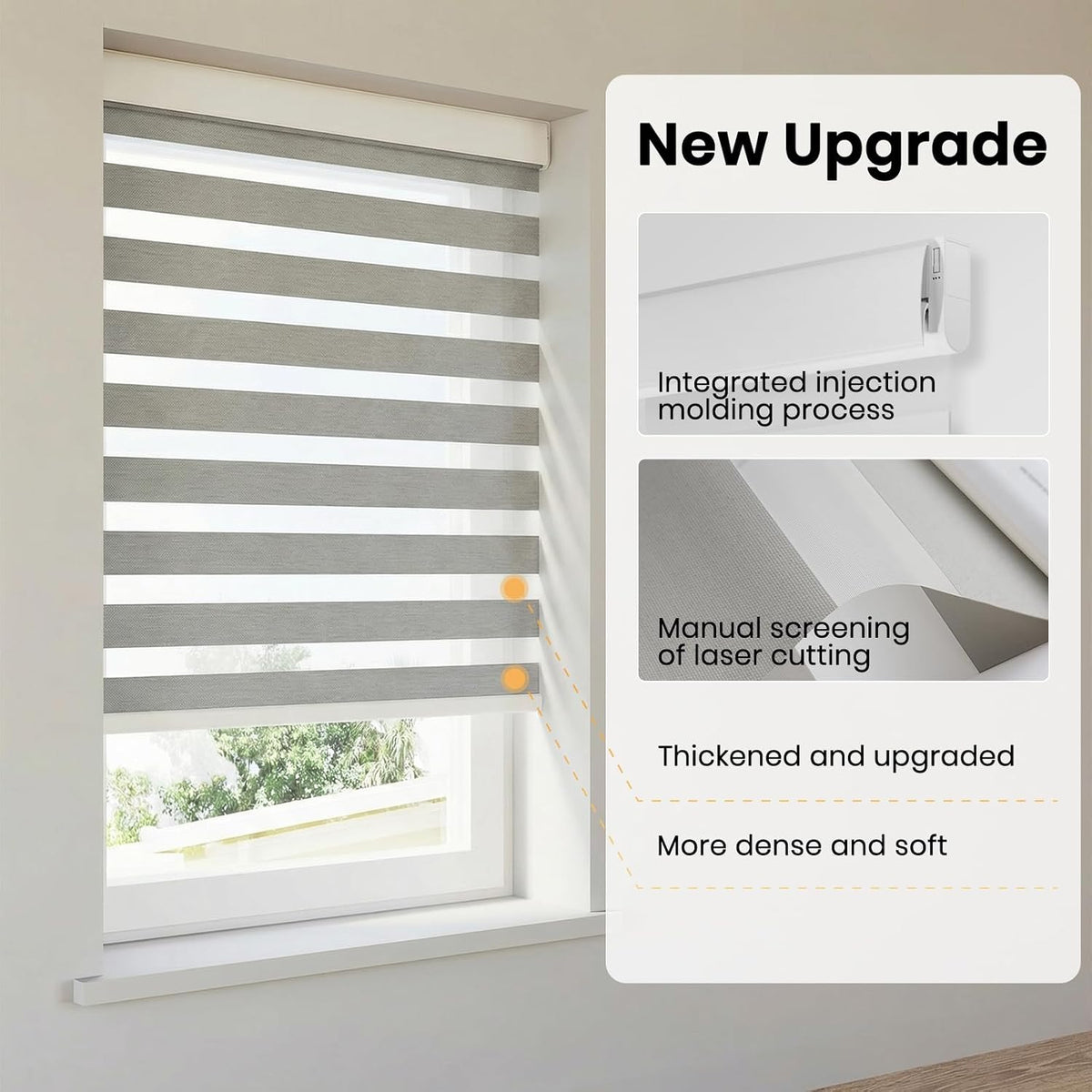 Motorized Zebra Blinds with Remote, Cordless Smart Shades