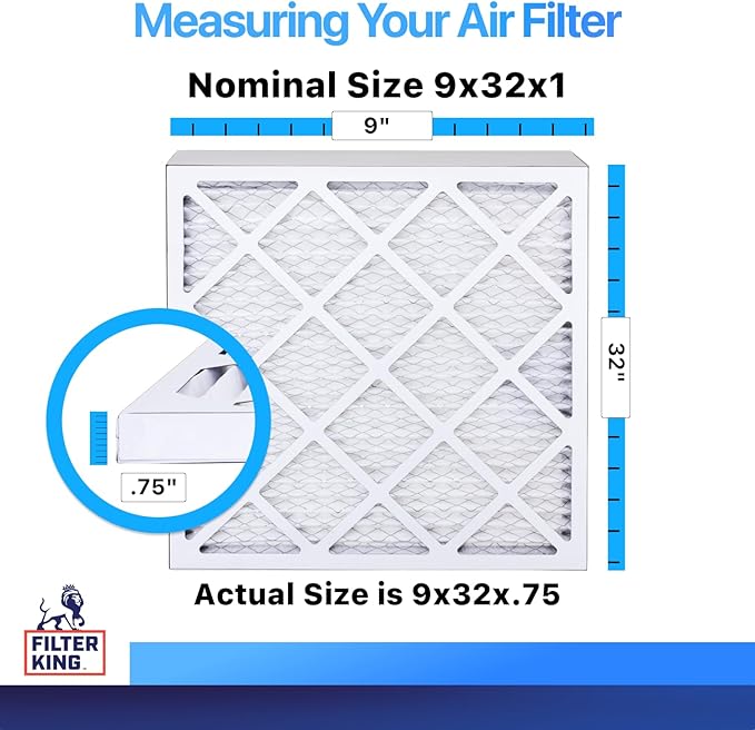 Filter King 9x32x1 Air Filter | 4-PACK | MERV 8 HVAC Pleated A/C Furnace