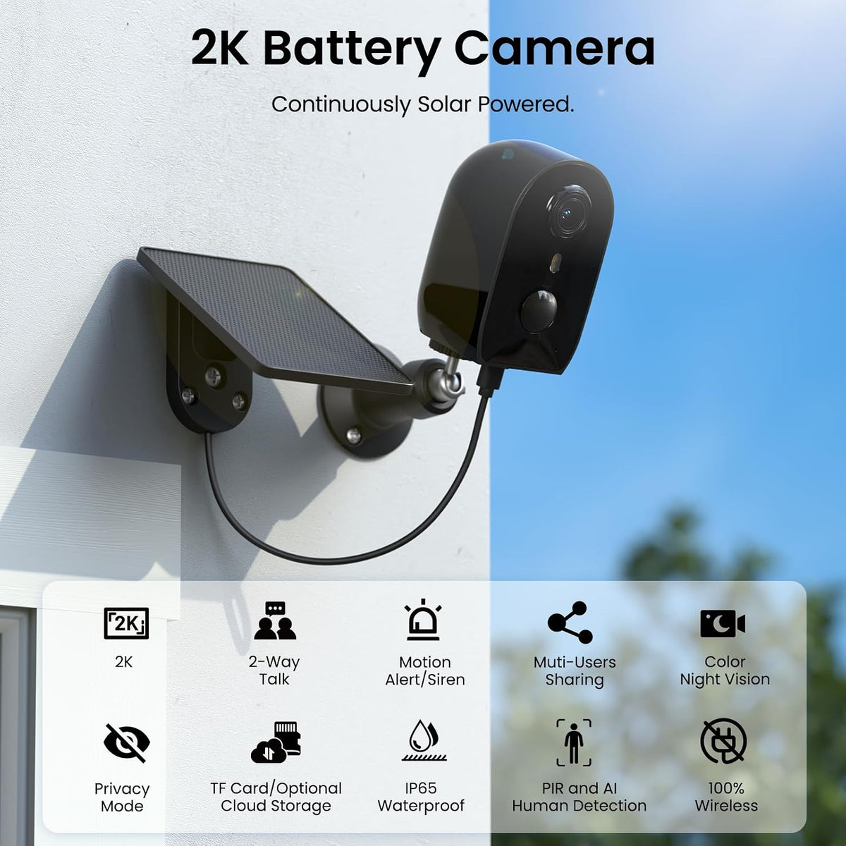 aoqee solar security cameras wireless outdoor, motion detection shown in use