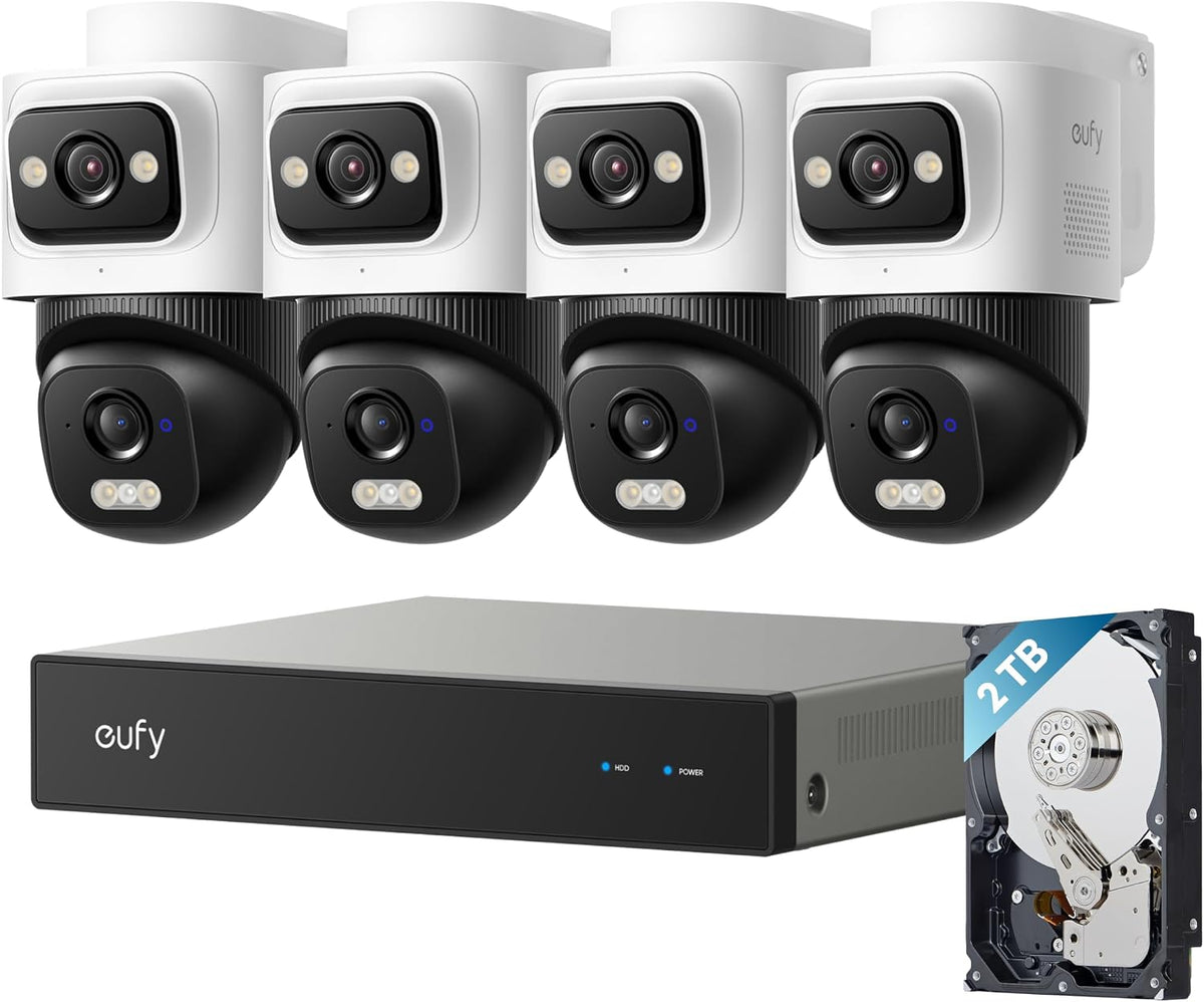 eufy Security NVR System E50,4-Cam Kit,4K Dual-Lens Bullet-PTZ (2TB HDD)