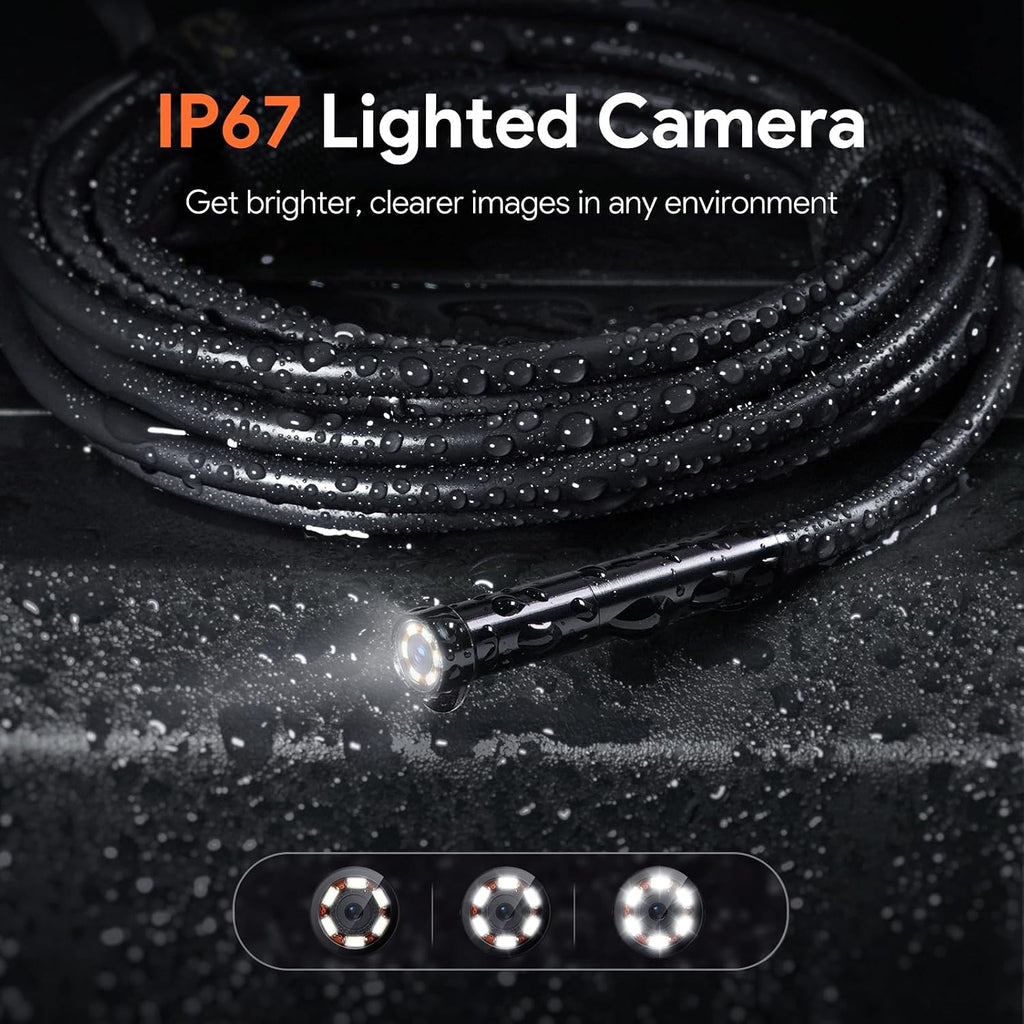 depstech 50ft endoscope camera, 5" ips screen triple, package contents