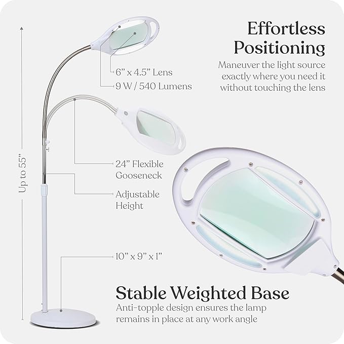 Brightech LightView Pro LED Magnifying Floor Lamp