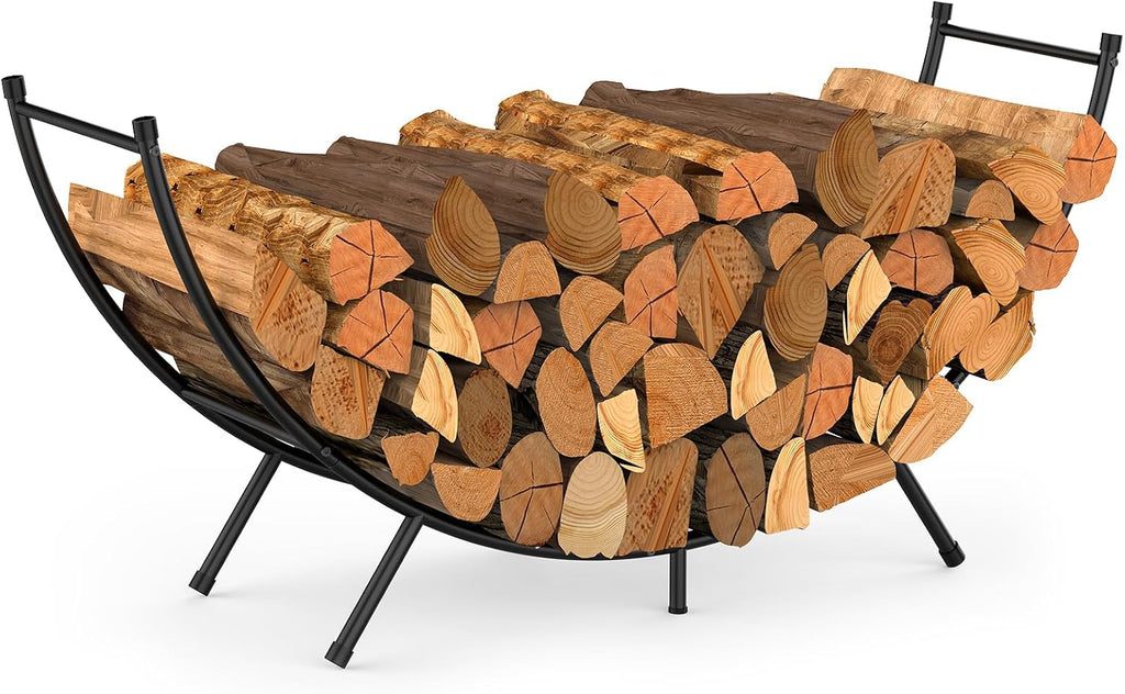 Curved Firewood Rack,48 in Powder-coated Log Holder for Firewood Storage