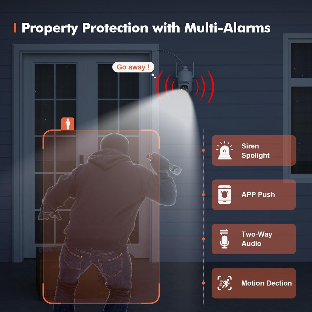 dzees 360° ptz security cameras wireless outdoor wifi, side view