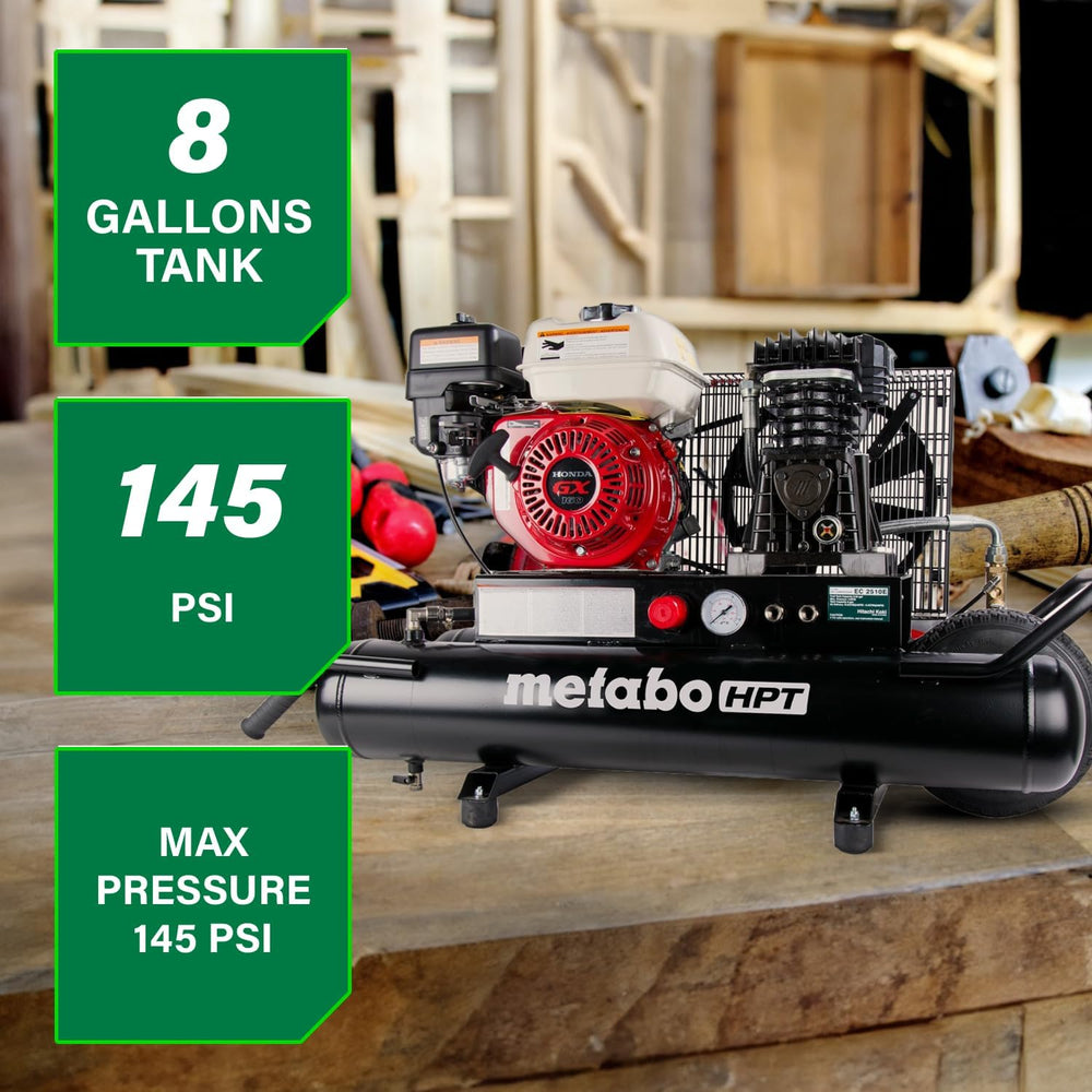 Metabo HPT Gas Powered Wheeled Air Compressor, 8 Gallon, EC2510E