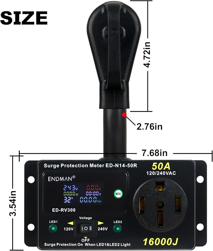 50 Amp RV Surge Protector with kWh Energy Monitor