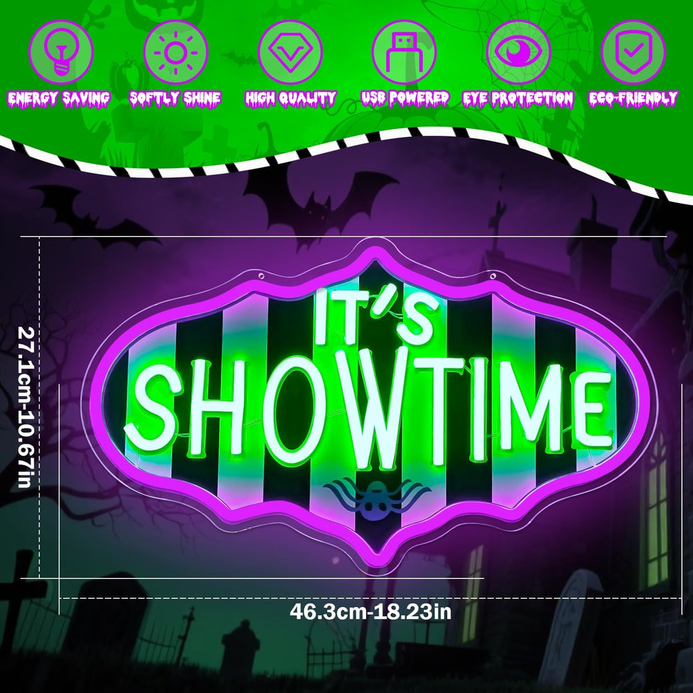 It's Showtime Neon Sign Dimmable Neon Halloween Sign Showtime Led Sign Ho...
