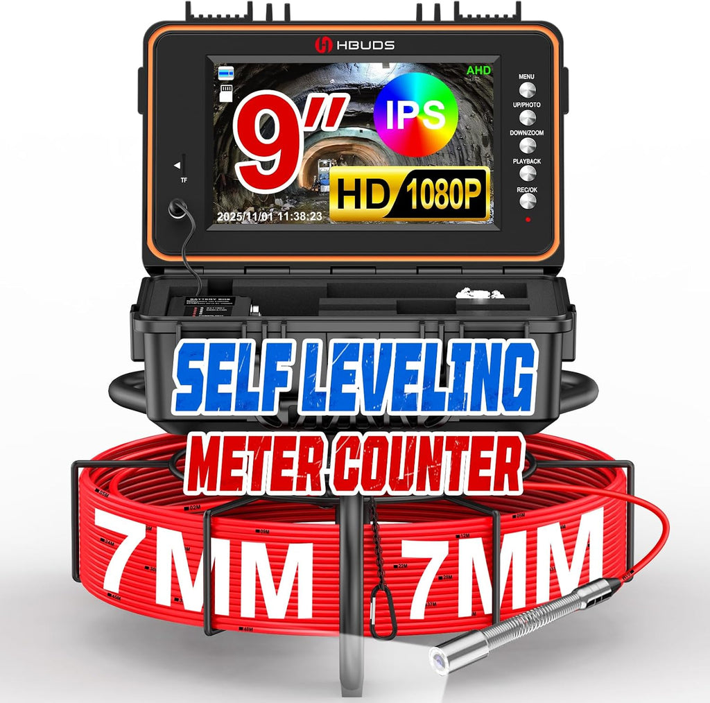 HBUDS Sewer Camera, Self Leveling Drain Camera 200ft