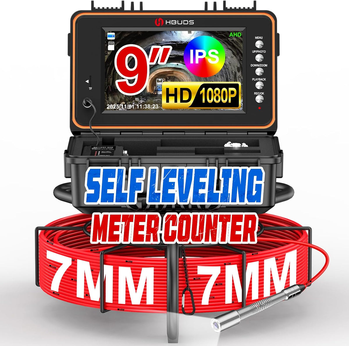HBUDS Sewer Camera, Self Leveling Drain Camera 200ft