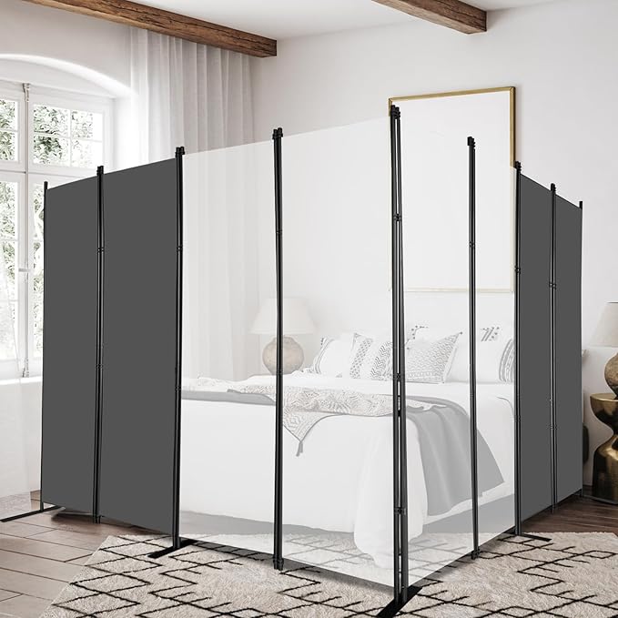 MAYOLIAH 8 Panel Room Divider 6ft Tall Freestanding Privacy Screen 160'' W