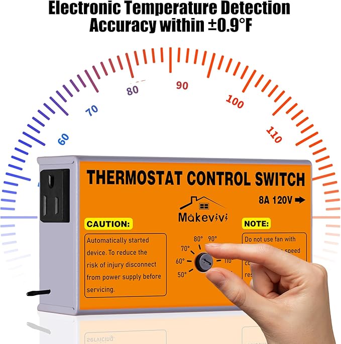 Attic Fan Thermostat-Control, Adjustable Thermostat (2Pack)