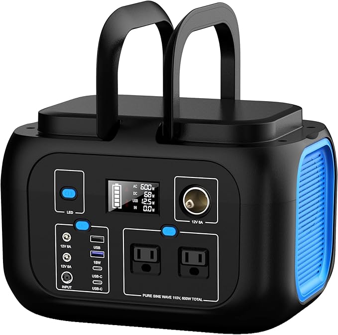 Portable Power Station 600W Power Bank 296Wh Solar Generator Lithium Battery