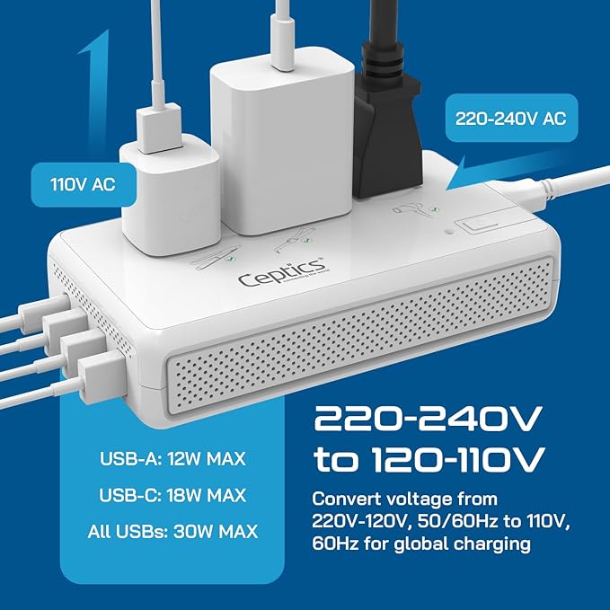 Ceptics 2000W Travel Voltage Converter