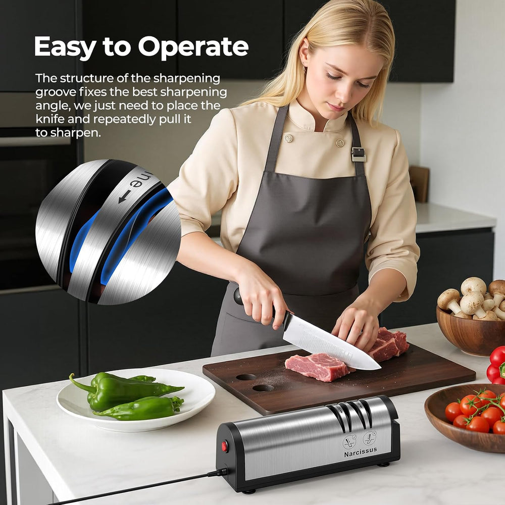 Narcissus Knife Sharpener, Professional 2 Stage Electric Knife Sharpener for ...