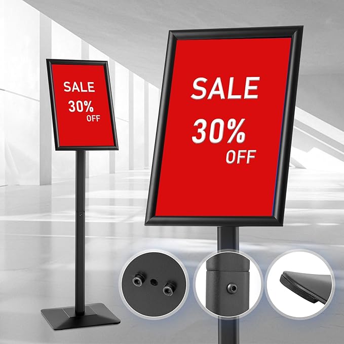DISPLAYSWORKER Adjustable Heavy Duty Pedestal Sign holder floor Stand, sign