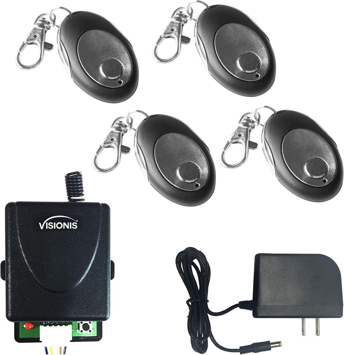 Visionis 315 MHz Wireless Receiver with 4 Remotes, 1 Channel, Power Supply