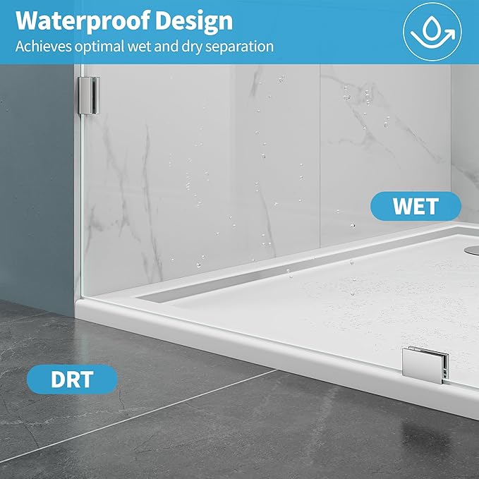 Shower Glass Panel, 30.5" W x 78.75" H Fixed Shower Screen Panel