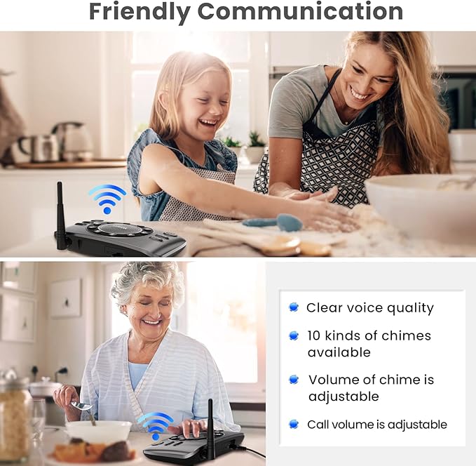 Hands-Free Intercoms Wireless for Home Business, Wuloo Upgrade Two Way Audio