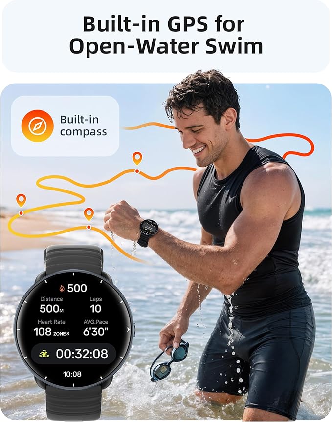 Parsonver Smart Watch for Swimming, 5ATM Waterproof Watch for Pool & Open Water