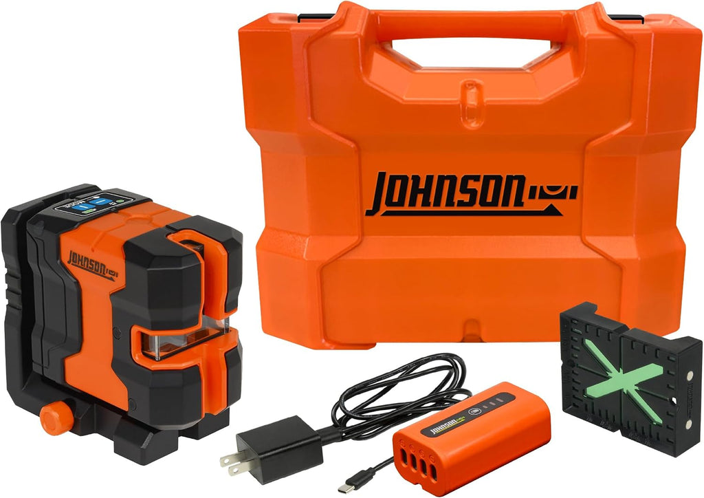 Johnson Level & Tool JLN300-GNCL Laser Level, Self-Leveling Cross-Line Laser