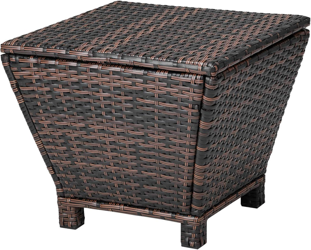 vingli 13 gallon outdoor deck box, wicker outdoor shown in use