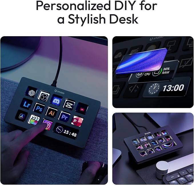 ULANZI D200H 7-in-1 Deck U-Studio Stream Controller Shortcut Keyboard, LCD