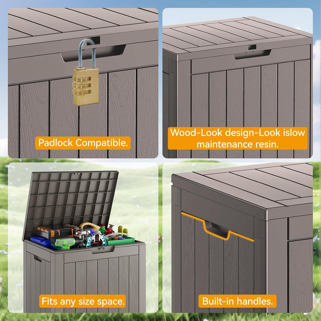 kamaboko outdoor storage box, 32 gal deck box, close-up detail