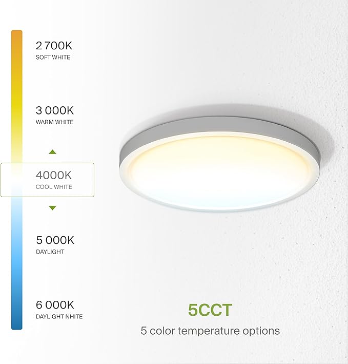 ASD LED 15" Round Flush Mount Ceiling Light Fixture, Low Profile Surface (2 Pack)