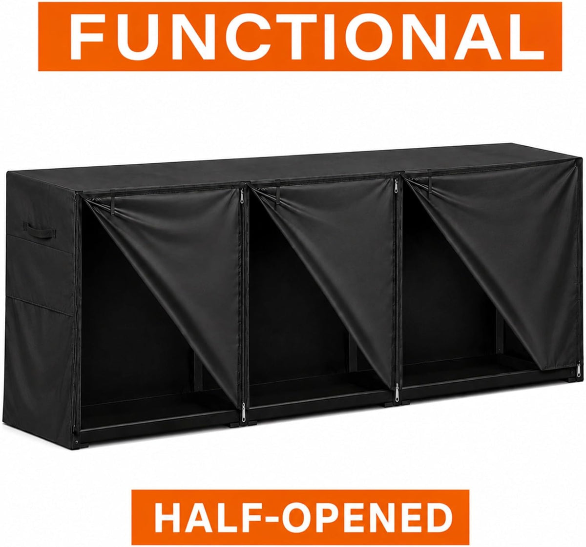 12ft waterproof firewood rack cover - heavy duty showing dimensions