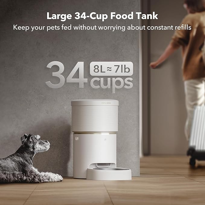PETLIBRO 8L Automatic Dog Feeder, 5G Wi-Fi Automatic Dog/Cat Feeder,