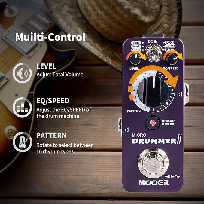 MOOER Micro Drummer II Guitar Drummer Pedal Drum Machine Effect