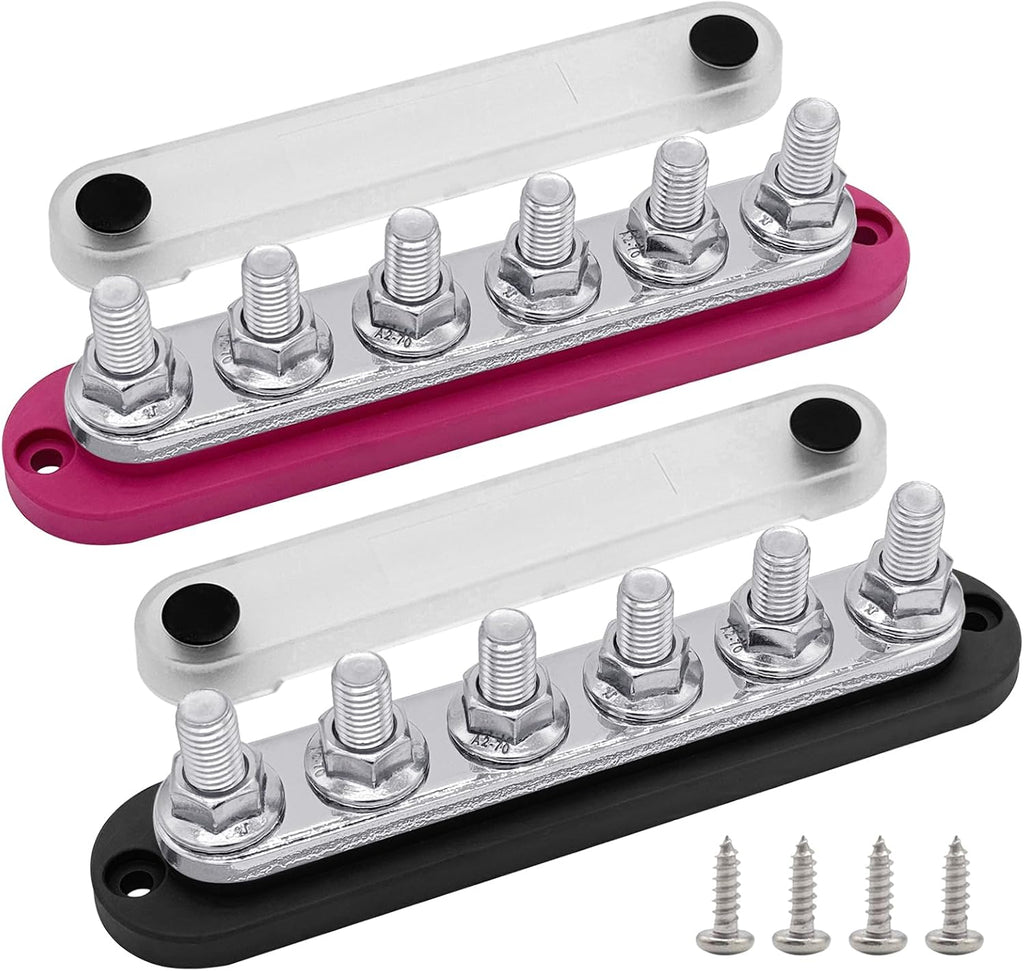 6 x M10 Studs Power Distribution Block Bus Bar 12V, Ampper 7" HD 300A Marine