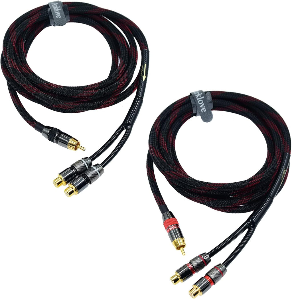 Arklove 10ft Shielded RCA Splitter Subwoofer Stereo Audio Video Cable 1 Male to (2 Pack)