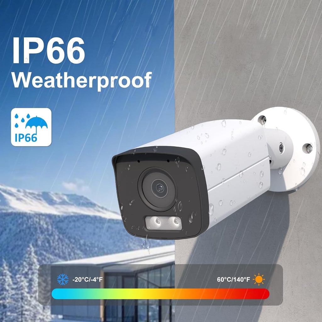 unilook 4k bullet poe ip camera outdoor, 8mp, front angle view