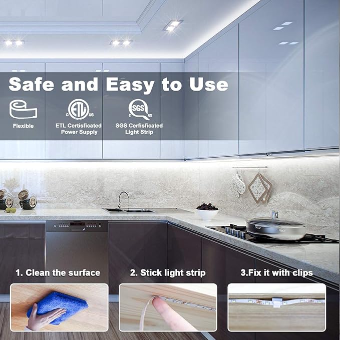 MY BEAUTY LIGHT LED Strip Lights White, 65.6ft Dimmable LED Light Strip