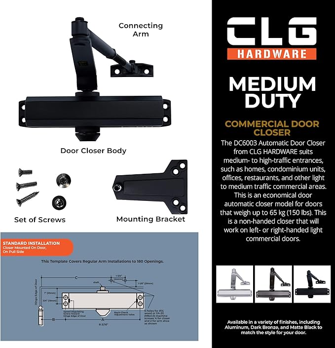 CLG HARDWARE DC6003 Medium Duty Commercial Door Closer