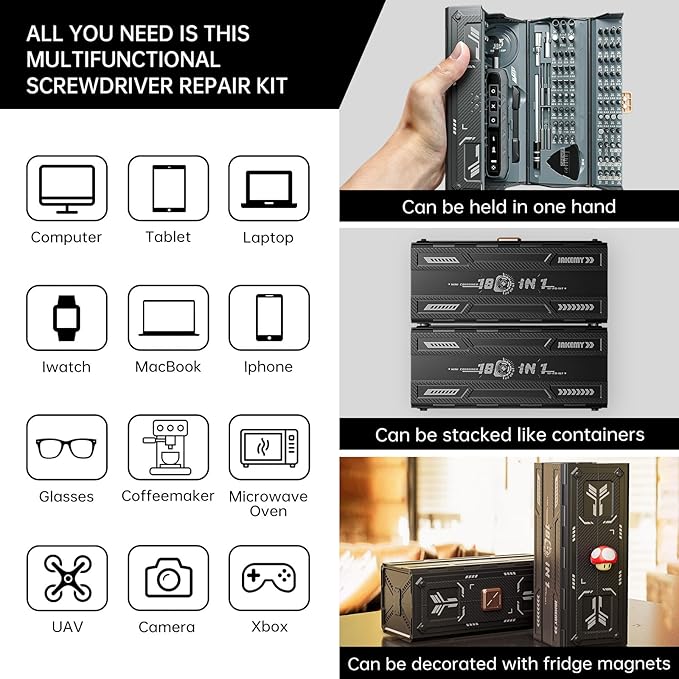 Small Electric Screwdriver Set, JAKEMY Smart 3 Torque Cordless Screwdriver Kit
