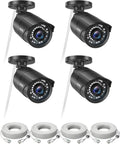 ZOSI 5MP 3K Add-on PoE Camera, 4 Pack Wired Bullet Surveillance IP Camera