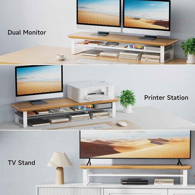 NestNeat Dual Monitor Stand, 35.4 Inch Monitor Stand Riser