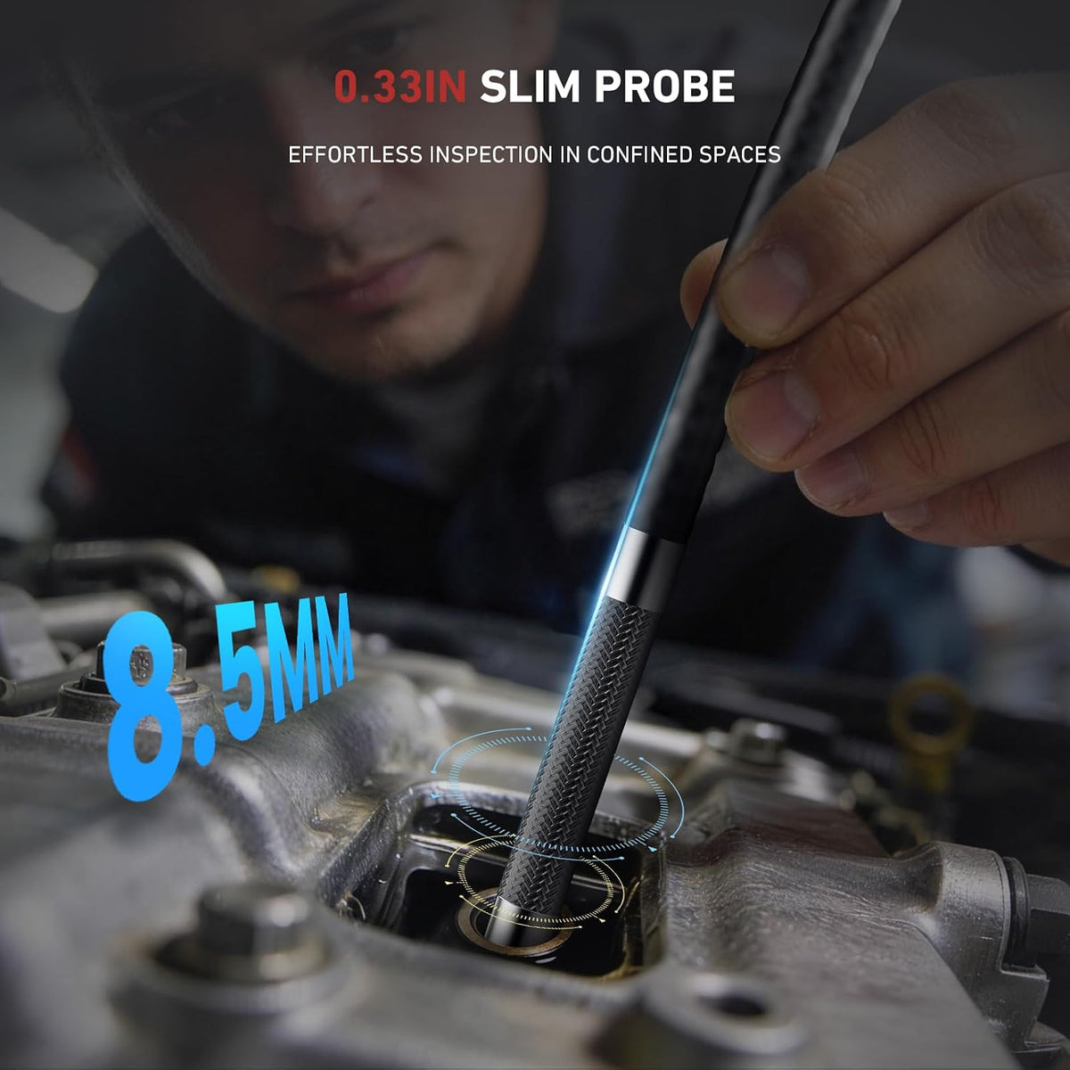 ralcam two-way articulating borescope for mechanic automotive hvac on a desk or shelf