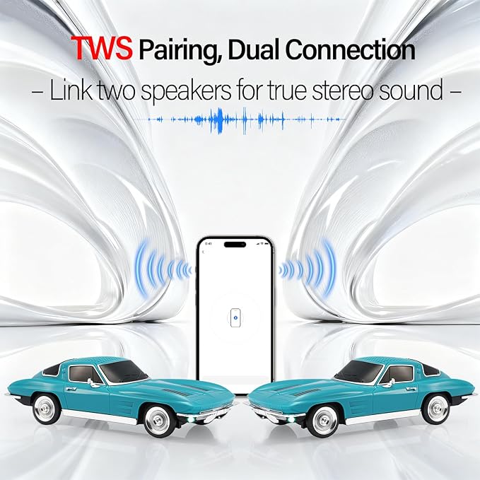 WSTER Retro American Style car Bluetooth Speaker, Portable Wireless Outdoor