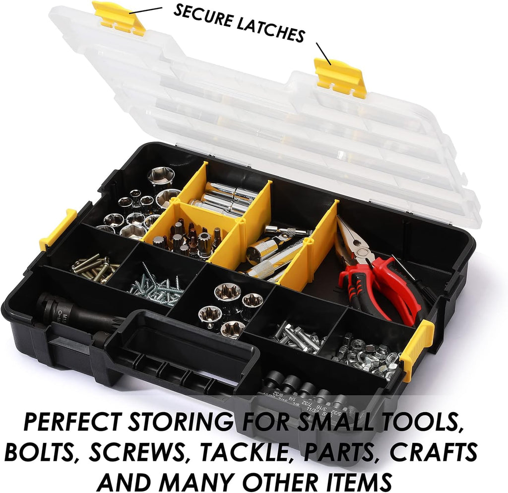 mixpower 2 pieces 34-compartment toolbox organizer sets, 20 showing dimensions