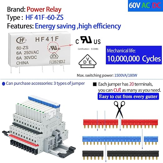 20Pcs Electromechanical Relay 6Amp Miniature Power Relay 110V-120V AC 1NO 1NC