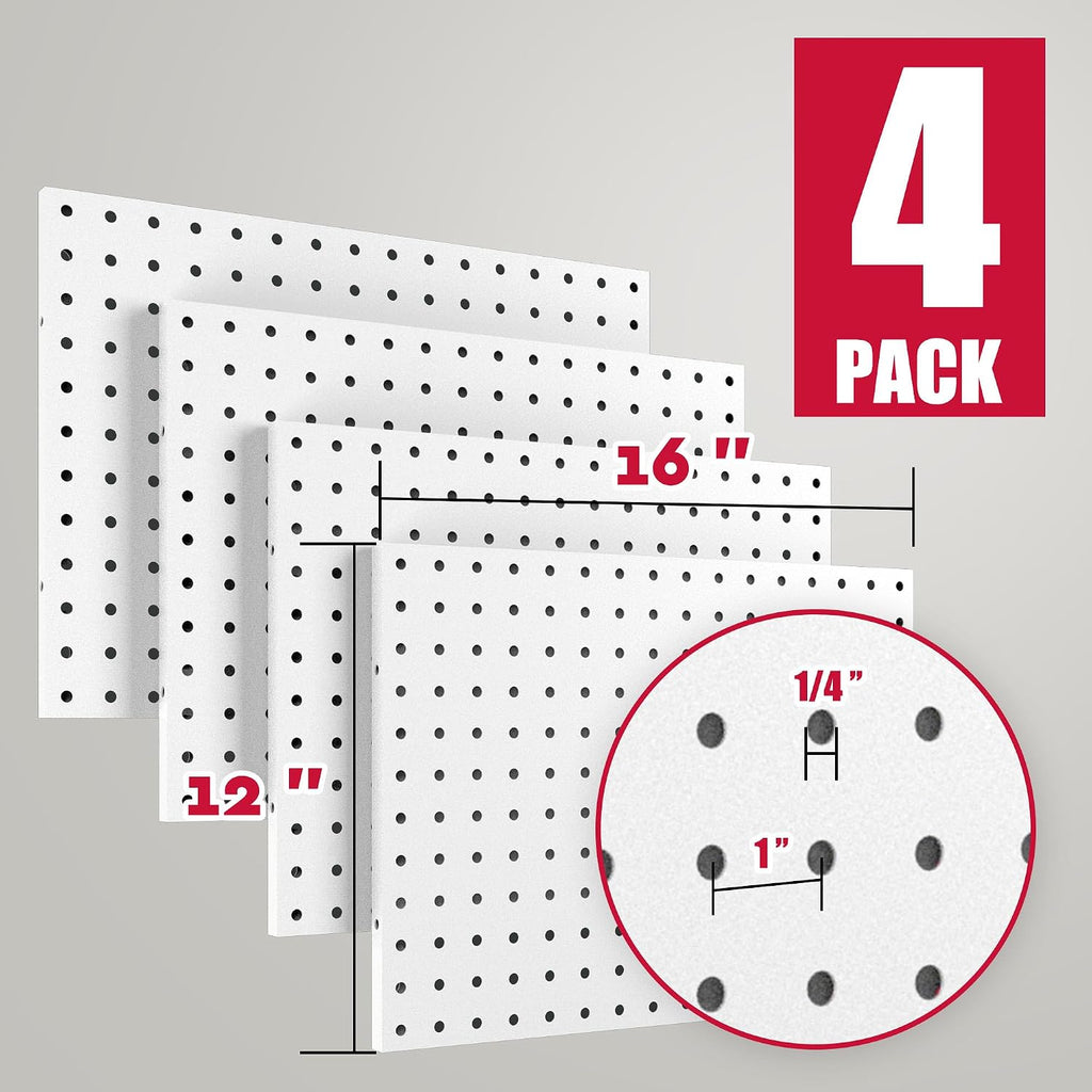 Spampur 4 Pack Peg Board Organizer, Includes Metal PegBoard and Accessories