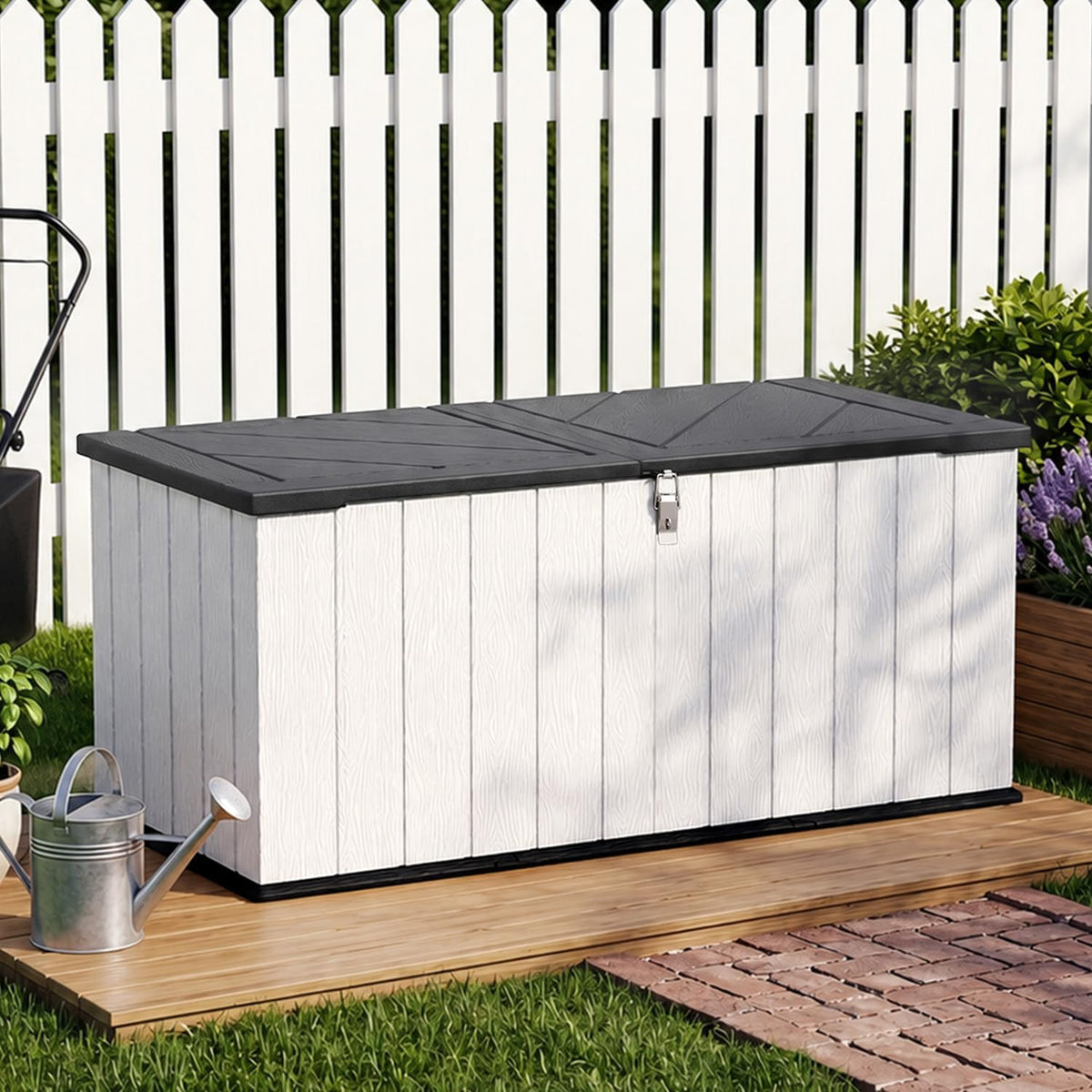Outdoor Storage Shed, Resin Waterproof Storage Cabinet, Large Deck Box