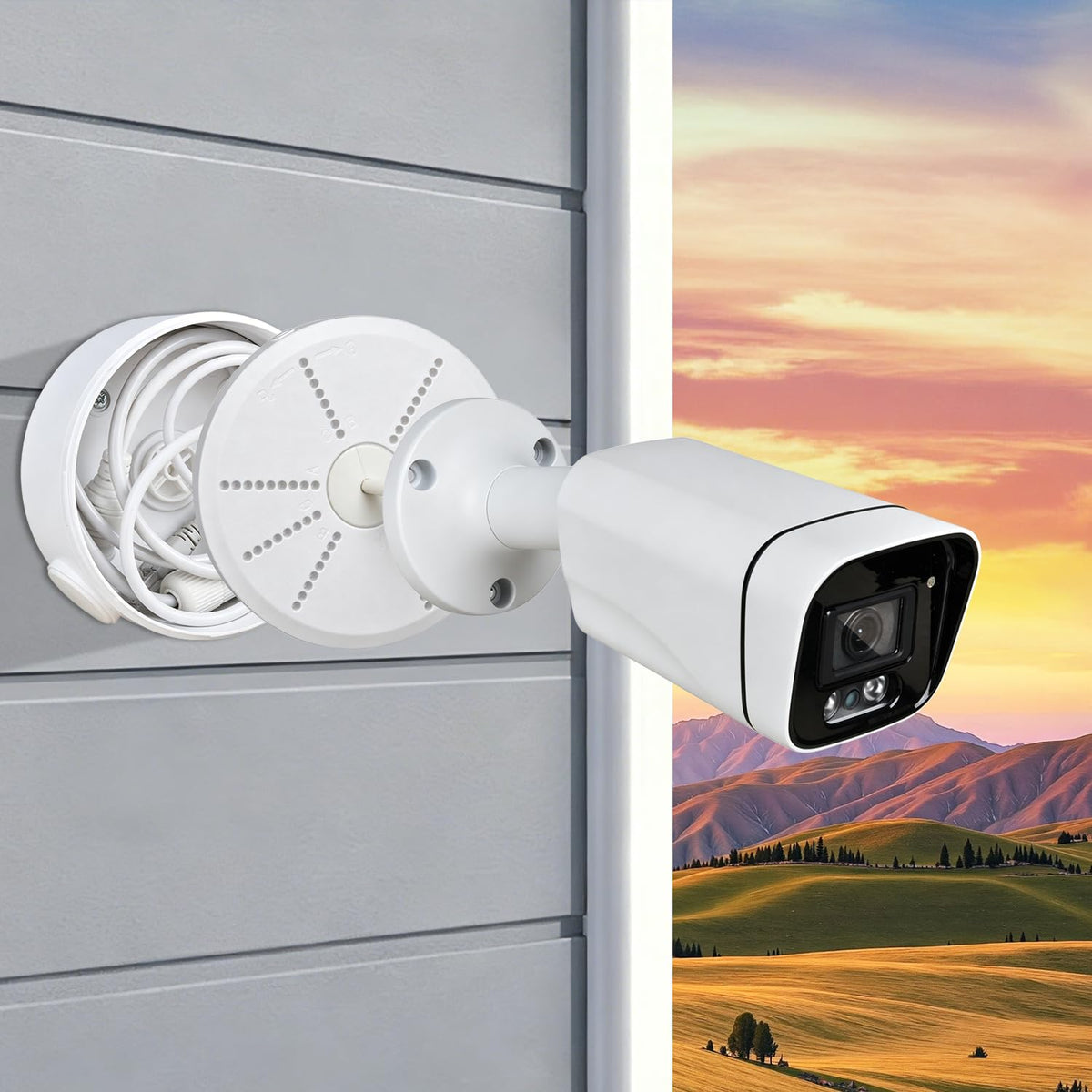 2026 new security camera junction box, wall/ceiling mount, close-up detail