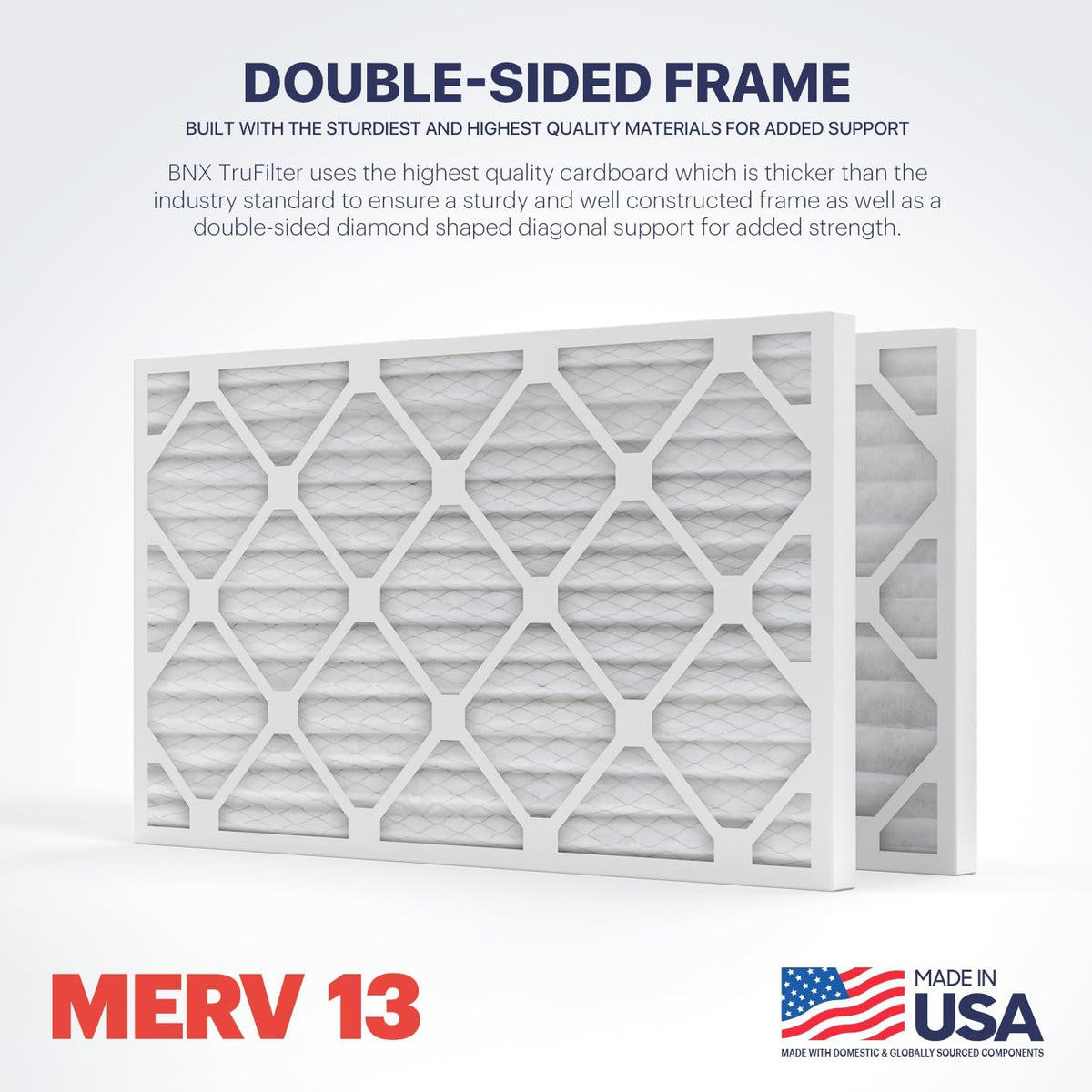 BNX TruFilter 10x24x1 Air Filter MERV 13 (4-Pack) - MADE IN USA - Electrostatic Pleated Air Conditioner HVAC AC Furnace Filters for Allergies, Pollen, Mold, Bacteria, Smoke, Allergen, MPR 1900 FPR 10