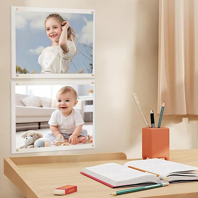 Kalami 3 Pack 8x10 Picture Frame Wall Mount Self Adhesive, Full Frame Size 10x11