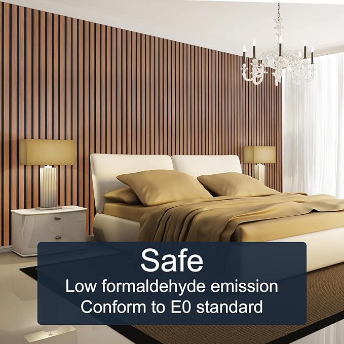 NeatiEase Wood Panels for Wall, 4-Piece 96" x 12.6" Soundproof Wood Slat Wall